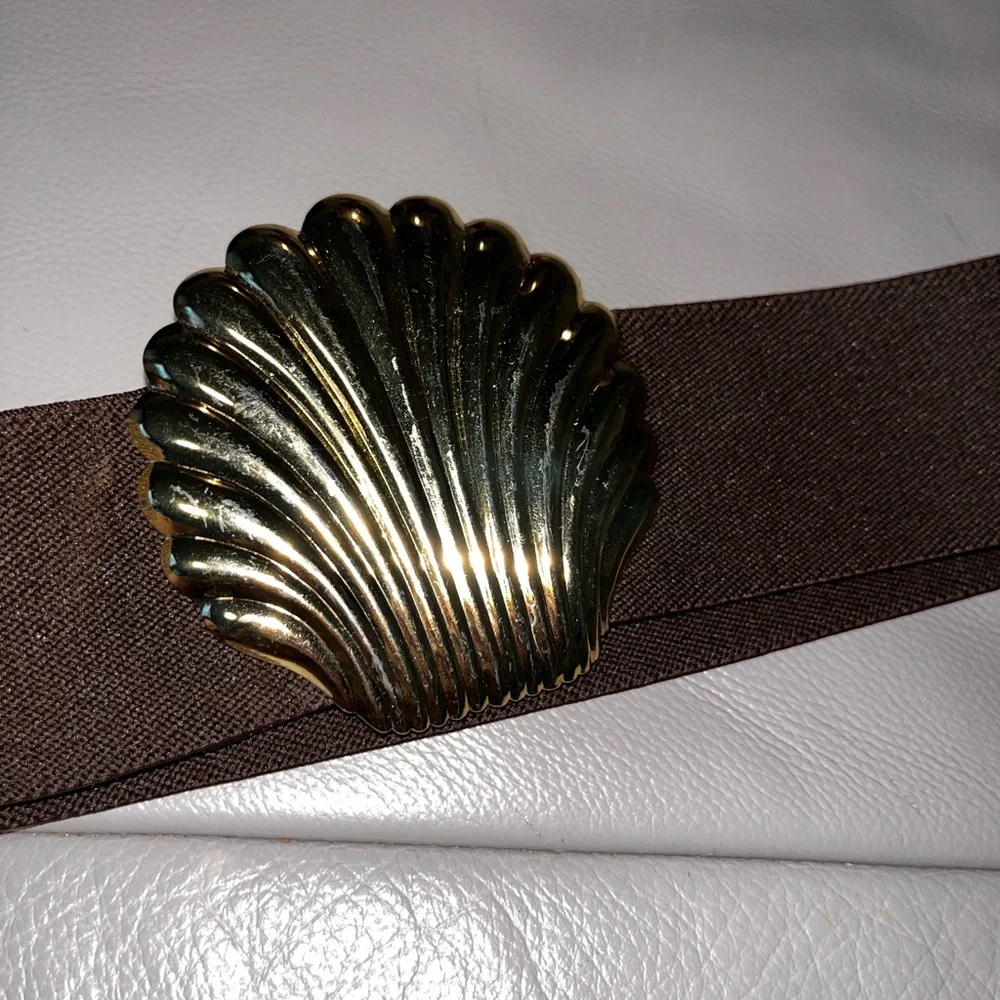 Vintage Metal Seashell Elastic Band Belt 90’s 80’s